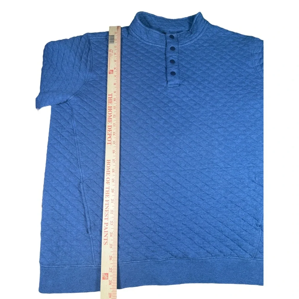 Oak Hill Mens 2XLT Blue Quilted Button Mock Neck Pullover Long Sleeve Sweater - Picture 6 of 7